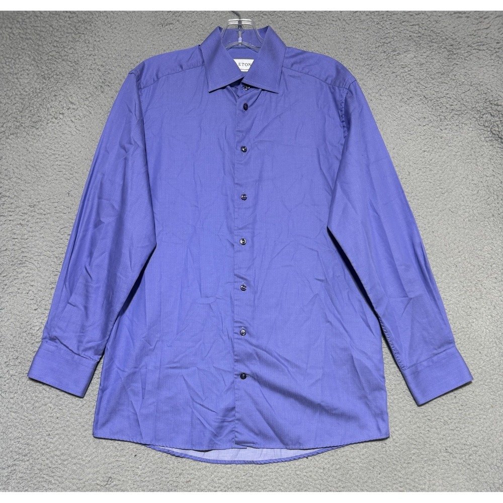 Eton Contemporary Mens Button Up long sleeve shirt Mens 15 3/4 Purple